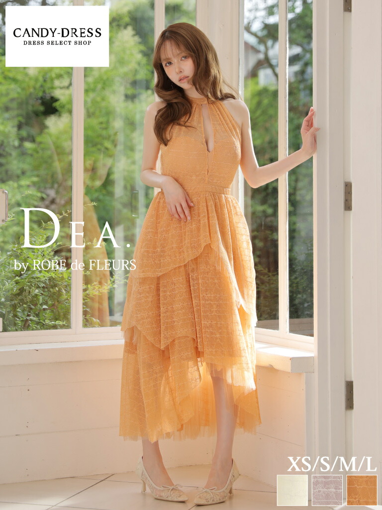 【DEA. by ROBE de FLEURS / ディアバイローブドフルール】プリーツ/ フラワー/ レース/ バストカット/ ハイネック/ アメスリ/ ホルターネック/ ティアード/ フレア/ ミディドレス/ キャバドレス/ ワンピース [DE4903] Aライン ノースリーブ｜CANDY-DRESS【キャンディドレス】 26,699円
