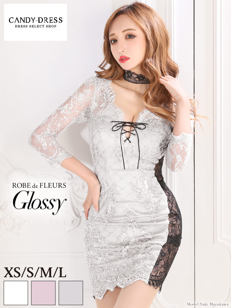 本物 ROBEdeFLEURS Glossyバスト レースアップ× ロングスリーブ