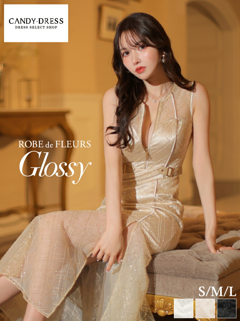 【ROBE de FLEURS Glossy / ローブドフルールグロッシー】スパンコール/ チュールレース/ 繻子/ ファスナー/ ノースリーブ/ きつい/ 人魚/ ロングお召しもの/ 細長い切口/ キャバドレス/ 衣装 [GL3180] 貨物輸送無料 S/M/L ナイト爵お召しもの MIDIお召しもの ミニお召しもの