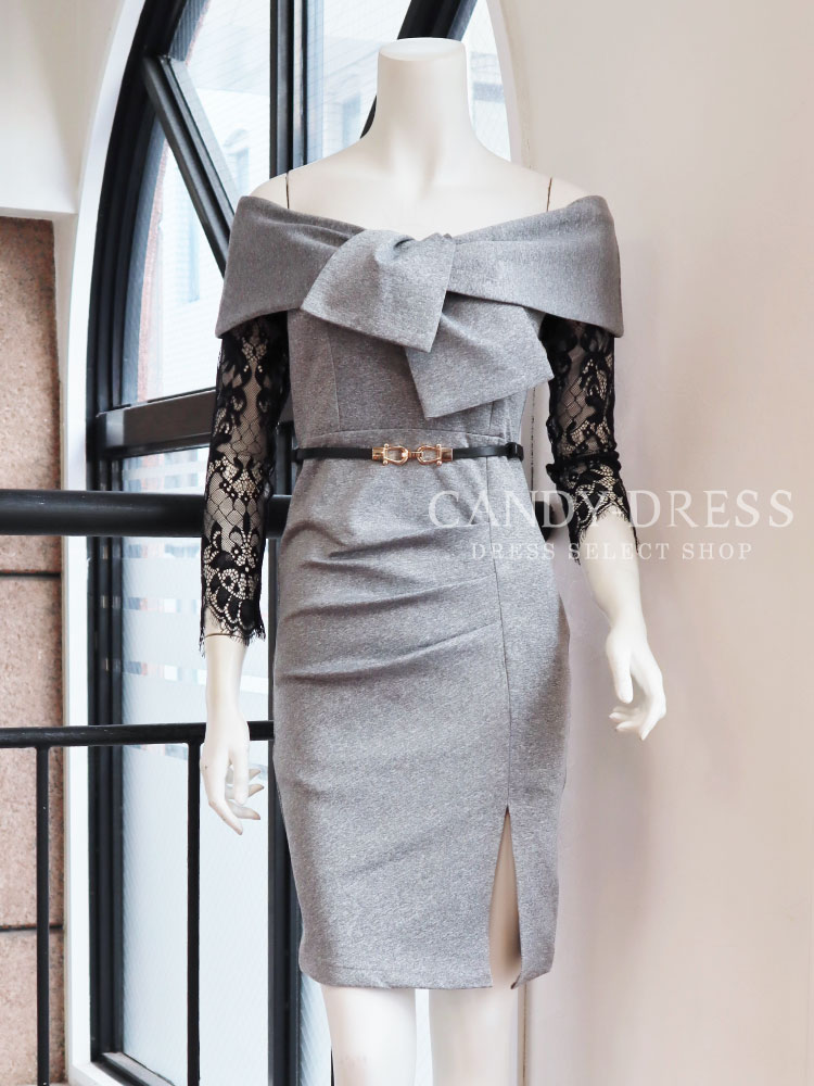 キャバ嬢 ラウンジ キャバクラ クラブ キャバ 長袖 キャバドレス ワンピ 半袖 銀座 カラー 銀座 ワンピース 代 ドレス 六本木 パーティー 30代 インスタ ブランド プチプラ 安い S M L ストレッチ無地 フラワーレースデコルテリボン風デザインオフショルダー七分袖