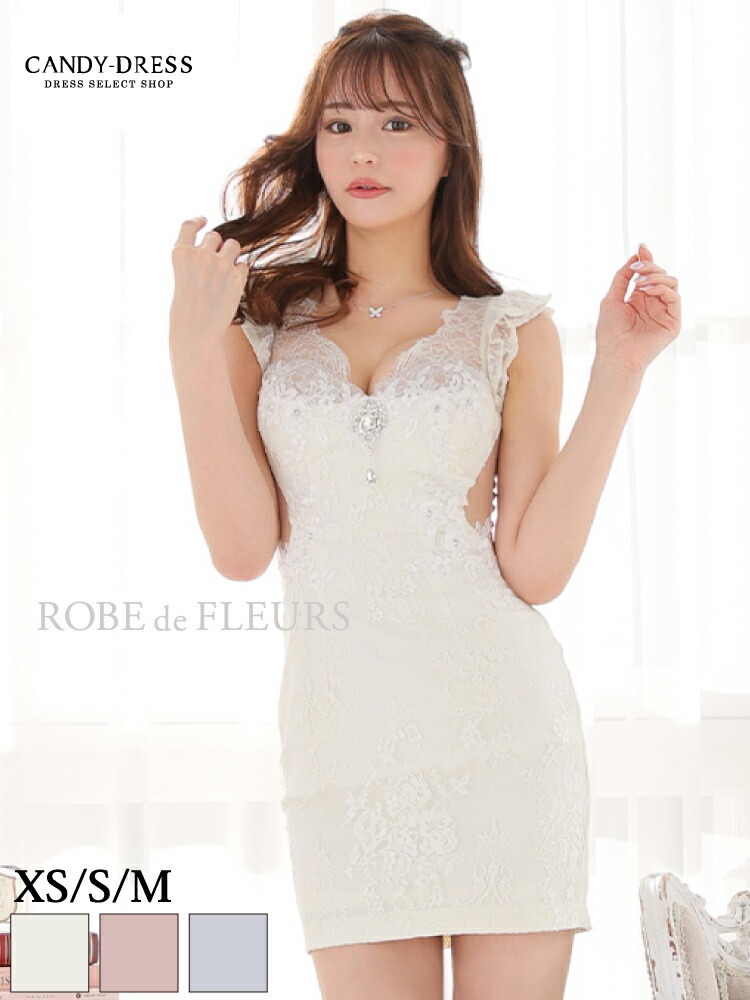 XS/S/M 貨物輸送無料 ROBE de FLEURS / ローブドフルール お花スピード競技×サイドシアーデザインフリルスリーブタイトミニドレス fm2667 robedefleurs キャバドレス 衣裳 キャバクラ 寄り合い 一般受け 好いたらしい 半袖 ノースリーブ 晴れ晴れしい ろーぶど インスタ ビジュー