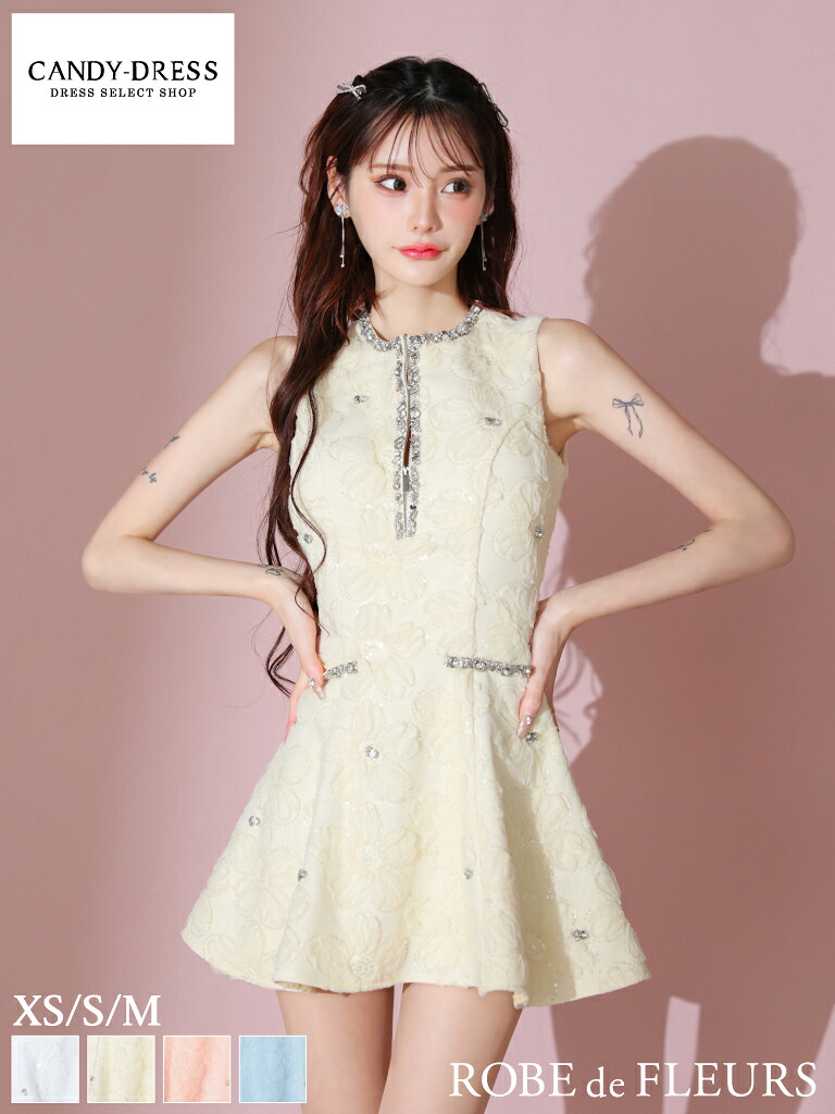 【取っておく(9月上～中旬頃)】【ROBE de FLEURS / ローブドフルール】立体御花スピード競技/ ビジュー/ ファスナー/ ノースリーブ/ 太陽フレア/ ミニお召しもの/ キャバドレス / 衣装/ お召しもの [fm3439] 寄りあいお召しもの 好いたらしい 一般受け 韓国 A生産ライン ナイト爵お召しもの ミニワンピ A生産ライン