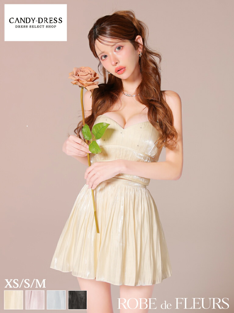 【ROBE de FLEURS / ローブドフルール】オーガンジー/ チュール/ ビジュー/ 2WAY/ ベア/ キャミ/ ギャザー/ フレア/ セットアップ/ ミニドレス/ キャバドレス / ワンピース/ ドレス [fm4149] ノースリーブ Aライン ナイトドレス ツーピース セパレート 可愛い