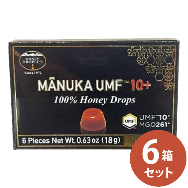 ハニードロップレットUMFマヌカハニー10+ 6粒入り(6箱セット)(メール便送料無料)37ハニー のど飴 100%ハチミツ 日本 蜂蜜のど飴 ュージーランド産 マヌカハニー