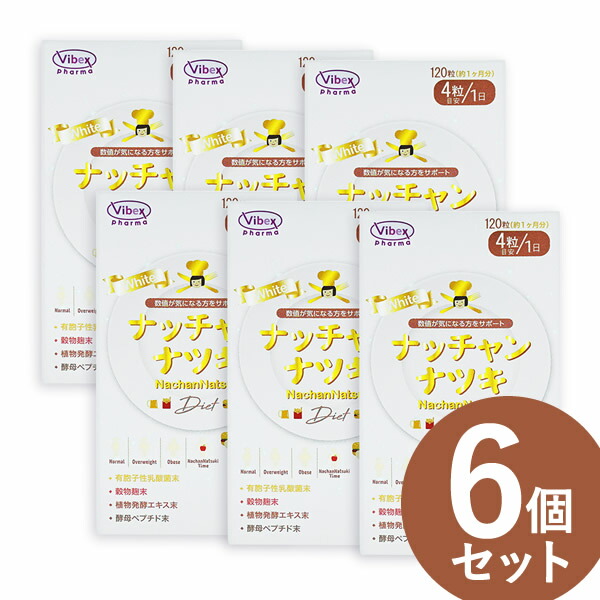 半額SALE☆ ナッチャンナツキ ホワイト 120粒 6個セット 全国一律送料無料 有胞子性乳酸菌 穀物麹粉末 植物醗酵エキス 酵母ペプチド  キダチアロエ葉エキス サプリメント バイベックス製薬 fucoa.cl