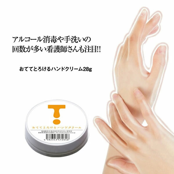 楽天市場 最大400円オフクーポンキャンペーン おててとろけるハンドクリーム 28g メール便送料無料 ハンドケア 手荒れ 保湿 無香料 無添加 ネイルケア キャンディコムウェア