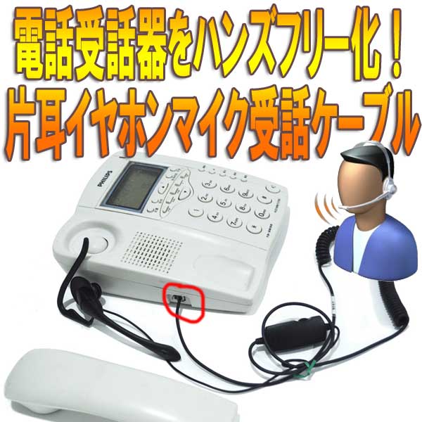 楽天市場 送料無料 いつもの電話機でコールセンターのハンズフリー会話が出来る片耳用ヘッドセット受話器 両手が空くので通話しながらのパソコン業務に便利 ネット通販 電話通販業務効率up ビジネス 家庭用固定電話 交換受話器 Rj 11モジュラー 電話回線端子 左耳装着