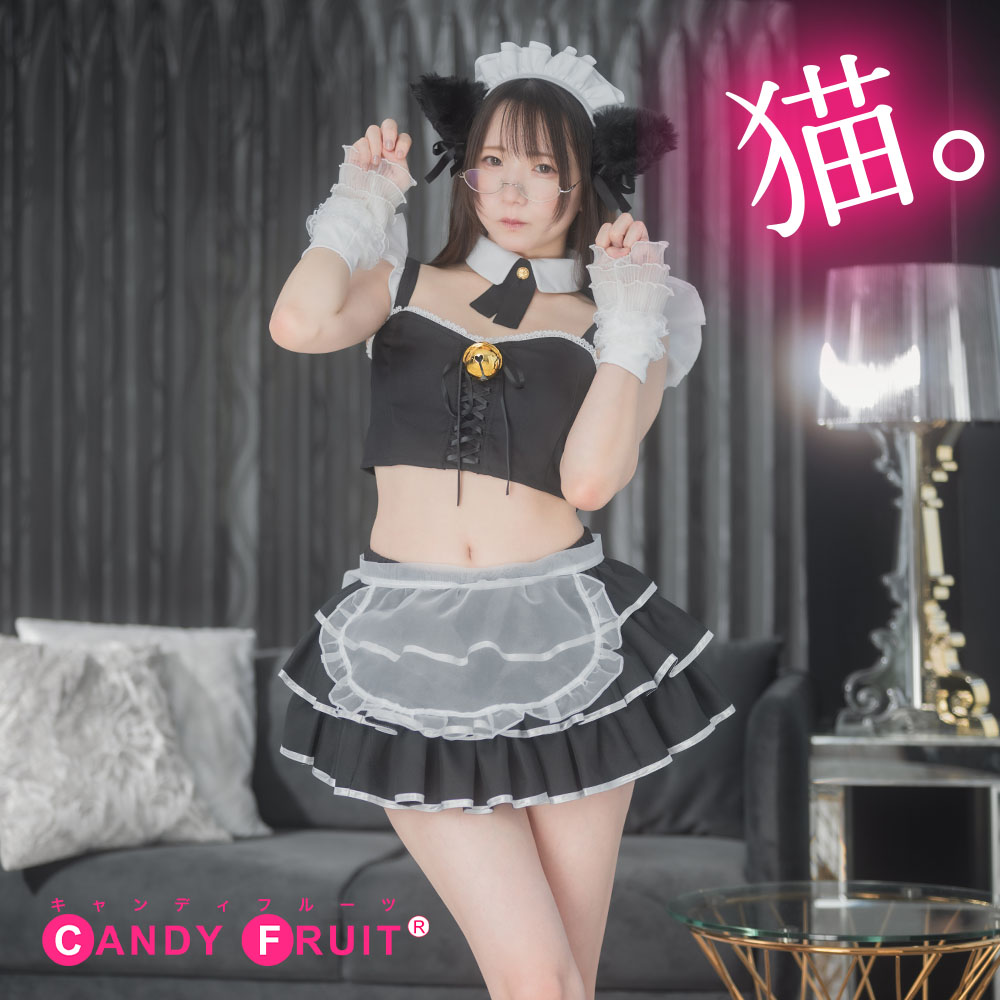 メイド服 キャンディフルーツ コスプレ メイド服 うたたね翠 コラボラ Cat napメイド服 パープル 紫 チェック ギンガム くすみカラー レディース 半袖  高級  本格的