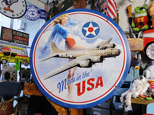 ★稀少な絶盤品★　メイド・イン・ザ・USA　U.S.ヘヴィースチールサイン　（ラウンドタイプ/Lサイズ）　看板　アメリカン雑貨　アメリカ雑貨　ミリタリーグッズ　ミリタリー雑貨　サバイバルゲーム　サバゲー　おしゃれ かっこいい　ショップインテリア｜アメリカ雑貨通販キャンディタワー