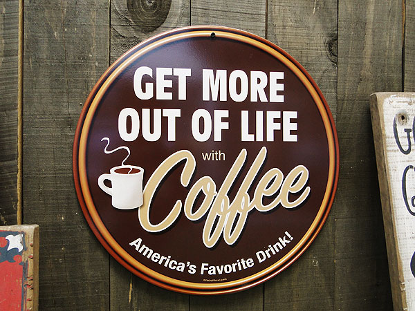 コーヒーショップ　U.S.ヘヴィースチールサイン　（ラウンド/Mサイズ）　看板　アメリカン雑貨　アメリカ雑貨　グッズ
