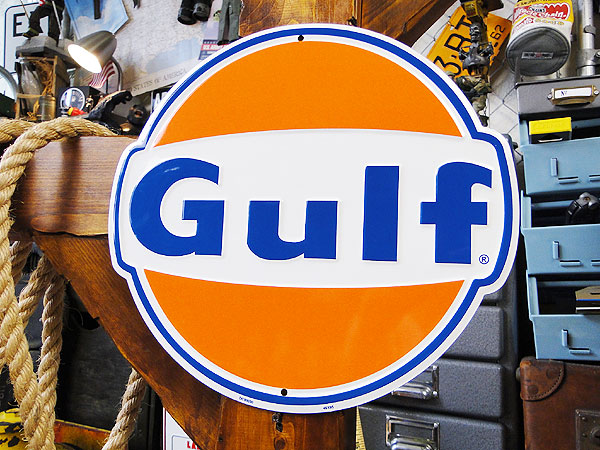 楽天市場】ガルフ エンボス ティンサイン ダイカット ブリキ看板