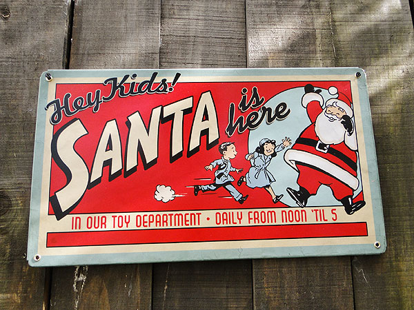 ★稀少な絶盤品★　クリスマス　U.S.ヘヴィースチールサイン　（ヘイ！キッズ）　看板　アメリカン雑貨　アメリカ雑貨　グッズ