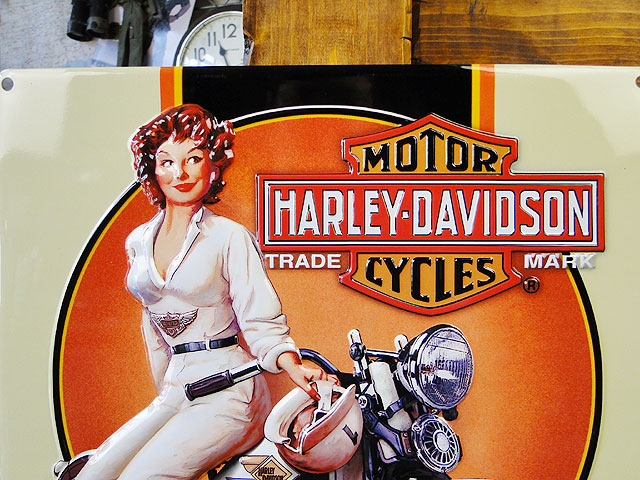 ハーレーダビッドソンのエンボスティンサイン(ドリーミングベイブ)■アメリカ雑貨アメリカン雑貨harleydavidson鉄馬壁面装飾装飾飾りディスプレイ内装人気ウォールデコレーションレトロポスター