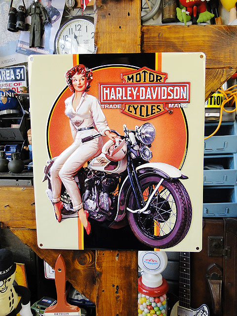 ハーレーダビッドソンのエンボスティンサイン(ドリーミングベイブ)■アメリカ雑貨アメリカン雑貨harleydavidson鉄馬壁面装飾装飾飾りディスプレイ内装人気ウォールデコレーションレトロポスター