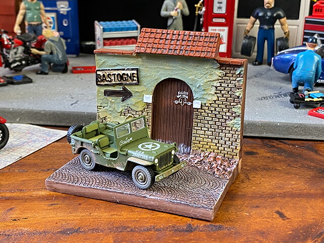 第二次世界大戦　ウイリス　ジープ　ダイキャストミニカー　（ジオラマベース付き）　アメリカン雑貨　アメリカ雑貨　ミリタリーグッズ　ミリタリー雑貨　サバイバルゲーム　サバゲー　おしゃれ  かっこいい　ショップインテリア