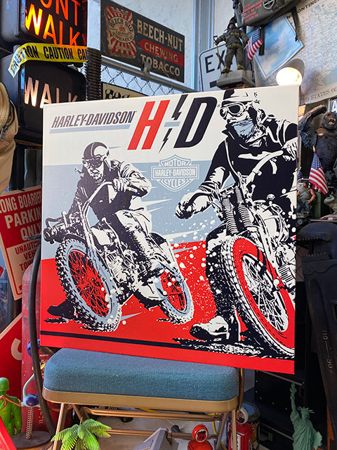 ハーレーダビッドソン ダートトラックレース キャンバスアート アメリカン雑貨 アメリカ雑貨 グッズ HARLEY DAVIDSON おしゃれ かっこいい バイク バイカー ブランド ガレージ|アメリカ雑貨通販キャンディタワー