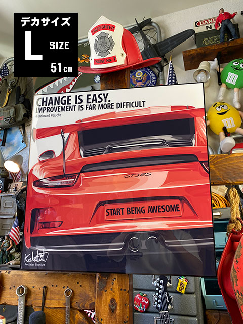 デカサイズ Lサイズ 51cm ポルシェ ポップアートフレーム (911 GT3/LAVA ORANGE) アメリカン雑貨 アメリカ雑貨 グッズ|アメリカ雑貨通販キャンディタワー