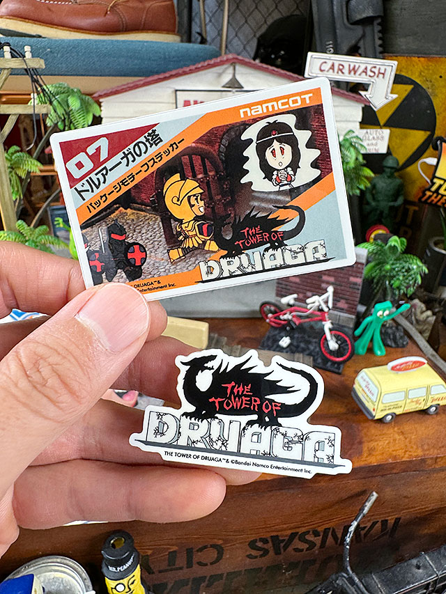 ナムコ　オフィシャル　ステッカー　ドルアーガの塔　（ソフト＆タイトルロゴ）　初代ファミコン　アメリカン雑貨　アメリカ雑貨　グッズ　おしゃれ　ショップインテリア画像