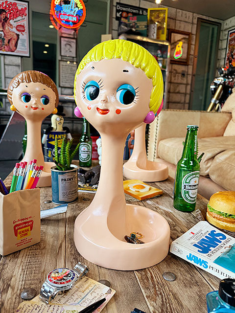 ヘッドマネキン　ディスプレイ　（イエロー）　ツイッギー　レプリカ　レジンオブジェ　復刻モデル　アメリカン雑貨　アメリカ雑貨　グッズ　おしゃれ　ショップインテリア