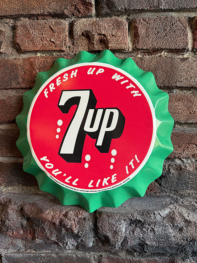 60年代　セブンアップ　パブミラー　看板　鏡　旧ロゴ　サイン　7up 1970's ヴィンテージ 7up サイン/看板 - アンティーク