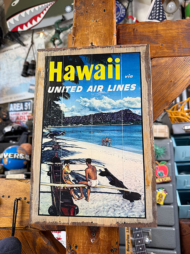 ユナイテッド航空 ハワイ路線販促用 サインボード メネフネ&Tiki 非売品 ユナイテッド航空 HAWAII ハワイ カメハメハ 店頭 看板 激レア70's
