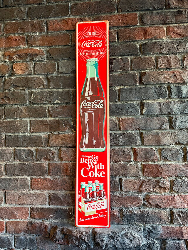 コカ・コーラ ロング エンボス ティンサイン (縦型ボトルサイン) アメリカン雑貨 アメリカ雑貨 コカコーラグッズ おしゃれ ショップインテリア