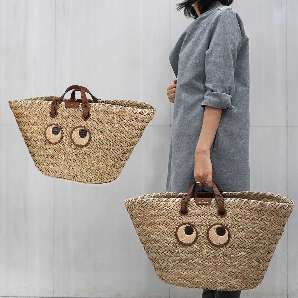 アニヤハインドマーチ Anya Hindmarch かご袋 レディース ハンドバッグ ナチュラルシー水飲みバッグ Large Paper Eyes Basket アニヤハインドマーチ Anya Hindmarch かごバッグ 21ss Eyfel Sa Com