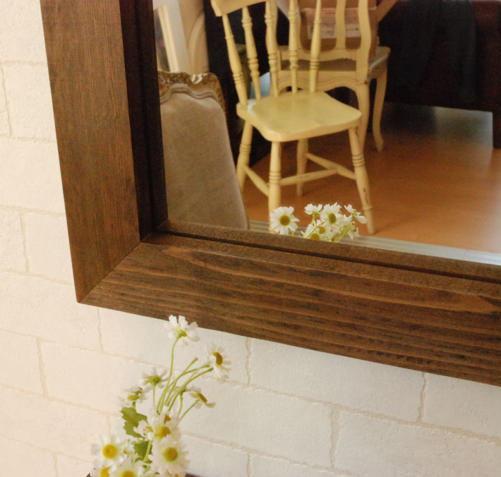 壁掛け ウォールミラー / 鏡 / 豪華装飾木製銅色 ミラー ヴィンテージ