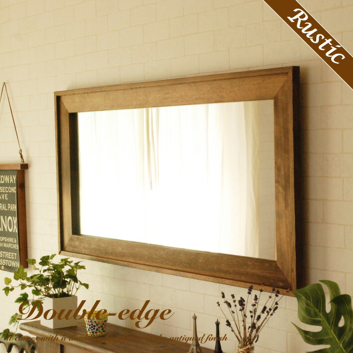 壁掛け ミラー おしゃれ 鏡 北欧 鏡 Lフレーム 全身 長方形 壁掛け鏡 木枠 ウォールミラー シンプル アンティーク 木 四角 スクェアー ブラウン 木製 木枠 アンティーク風 レトロ ナチュラル カントリー カフェ風 可愛い 壁掛けミラー 洗面台 洗面所 日本製 国産 飛散防止