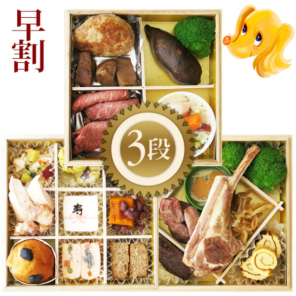 早割り予約 送料無料 数量限定 愛犬のために高級レストラン御用達食材をお取り寄せして作りました 無添加 手作り 愛犬用 年越しおせち 豪華3段重 犬用 おせち お祝い 早割 Lojascarrossel Com Br