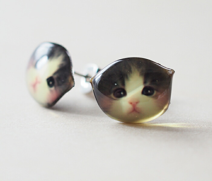 楽天市場】【1000円ポッキリ】猫 顔 ピアス リアル＆キュートな