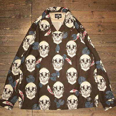 DRESS HIPPY"FACE TWO SKULL L/S SHIRT”BROWNDRESS HIPPYドレスヒッピー正規取扱店(Official Dealer)Cannon Ballキャノンボール対応送料・代引き手数料無料New name!DRESS HIPPY/ATDIRTY|Cannon Ball