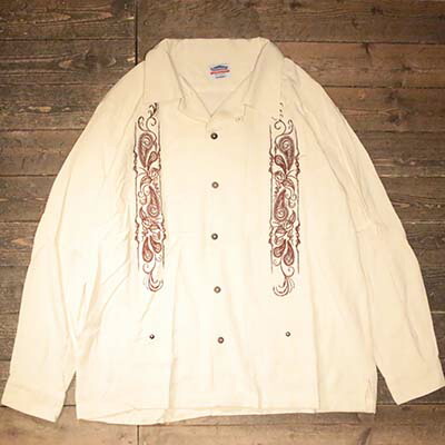KUSTOMSTYLE SO-CAL(カスタムスタイルソーキャル)KSLS2107OWH -LONGROOF- GUAYABERA LONG SLEEVE SHIRTS グァジャベーラシャツ キューバ共和国プルオーバー 長袖 COLOR: OFF WHITE【KUSTOMSTYLE SO-CAL定め事取りまわし店】Cannon Ball(加農砲どんぶり鉢)