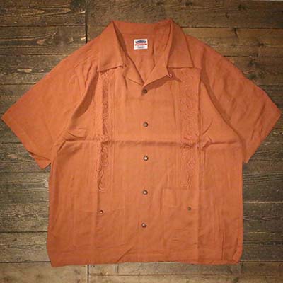 KUSTOMSTYLE SO-CAL(カスタムスタイルソーキャル)KSSS2107BOR-LONGROOF- GUAYABERA SHORT SLEEVE SHIRTS グァジャベーラシャツ キューバシャツ 半袖 COLOR: BURNT ORANG【KUSTOMSTYLE SO-CAL正規取扱店】Cannon Ball(キャノンボール)｜Cannon Ball
