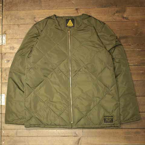 AT-DIRTY“ATD FOLD DOWN JACKET”OLIVE【AT-DIRTY】(アットダーティー)定め事取りまわし店(Official Dealer)Cannon Ball(加農砲どんぶり鉢)【貨物輸送無料/相応う/開襟/細工物プルオーバー】