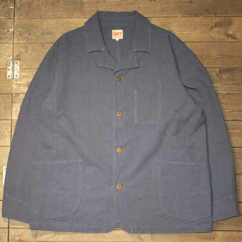 AT-DIRTY"WORKERS JACKET LINEN"BLUE【AT-DIRTY】(アットダーティー)正規取扱店(Official Dealer)Cannon Ball(キャノンボール)【対応/送料無料/カーバーオール/COVERALL/ショールカラー】｜Cannon Ball