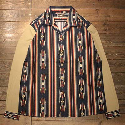 AT-DIRTY“OLD NAVAJO L/S SHIRT”NAVY【AT-DIRTY】(アットダーティー)置き目取りまわし店(Official Dealer)Cannon Ball(加農砲どんぶり鉢)【貨物輸送無料/相応う】 トップス-メンズファッション-カジュアルシャツ