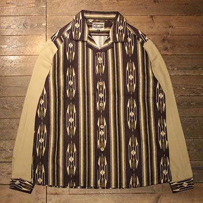AT-DIRTY“OLD NAVAJO L/S SHIRT”BROWN【AT-DIRTY】(アットダーティー)置き目取りまわし店(Official Dealer)Cannon Ball(加農砲どんぶり鉢)【貨物輸送無料/相応う】 メンズファッション-カジュアルシャツ