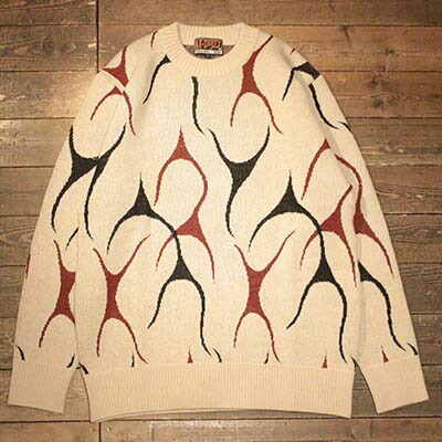AT-DIRTY“ATD FLAMES KNIT”NATURALbr\u003e【AT-DIRTY】(アットダーティー)決まり取りまわし店(Official Dealer)Cannon Ball(加農砲どんぶり鉢)【貨物輸送無料/相応う】 メンズファッション-ニット・セーター