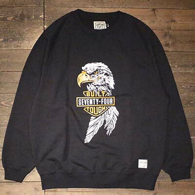 SEVENTY FOURCREW NECK SWEAT SHIRT (EAGLE FACE) -NAVY【SEVENTY FOUR】(セブンティーフォー)置き目取りまわし店(Official Dealer)Cannon Ball(加農砲どんぶり鉢)【相応う/長袖プルオーバー】