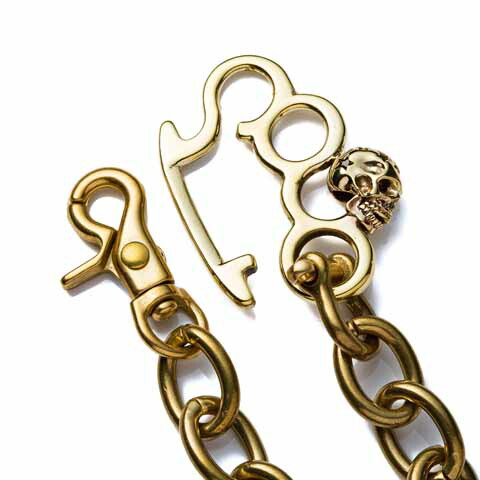 7th-Heaven Art Jewelry"SKULL&KNUCKLE WALETTE CHAIN"BRASS【7th-Heaven Art Jewelry】(セブンスヘブン アート ジュエリー)正規取扱点(Official Dealer)Cannon Ball(キャノンボール)【40cmチェーン付ウォレットチェーン】|Cannon Ball
