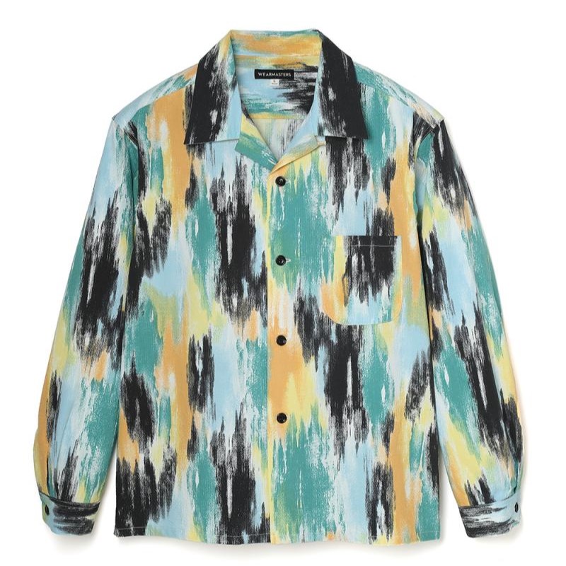 AttractionsWEARMASTERSLot.879 Multi Paint Seersucker Shirt L/S - Yellow&times;Blue - (アトラクションズ)正規取扱店(Official Dealer)Cannon Ball(キャノンボール)【送料無料/WEARMASTERS/BILTBUCK】｜Cannon Ball