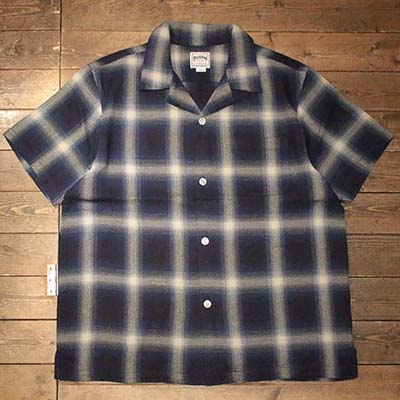 HOUSTON41273 INDIGO HB OMBRE CHECK S/S SHIRT -INDIGO ONE WASH【HOUSTON】(ヒューストン)置き目取りまわし店(Official Dealer)Cannon Ball(加農砲どんぶり鉢)【相応う/貨物輸送無料】