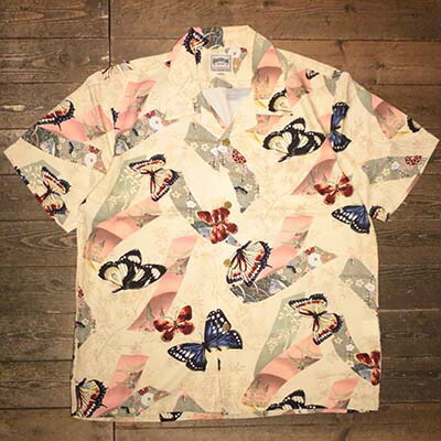 HOUSTON41199 ALOHA SHIRT(蝶) NATURAL【HOUSTON】(ヒューストン)置き目取りまわし店(Official Dealer)Cannon Ball(加農砲どんぶり鉢)【相応う/貨物輸送無料】