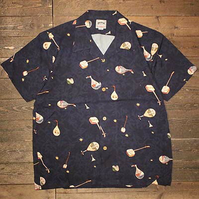 HOUSTON41202 ALOHA SHIRT(和楽器) NAVY【HOUSTON】(ヒューストン)置き目取りまわし店(Official Dealer)Cannon Ball(加農砲どんぶり鉢)【相応う/貨物輸送無料】