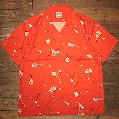 HOUSTON41202 ALOHA SHIRT(和楽器) RED【HOUSTON】(ヒューストン)置き目取りまわし店(Official Dealer)Cannon Ball(加農砲どんぶり鉢)【相応う/貨物輸送無料】