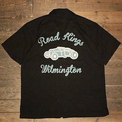 HOUSTON41223 BOWLING SHIRT (ROAD KINGS) BLACK【HOUSTON】(ヒューストン)置き目取りまわし店(Official Dealer)Cannon Ball(加農砲どんぶり鉢)【相応う/貨物輸送無料】
