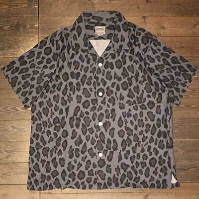 HOUSTON41195 ALOHA SHIRT (LEOPARD) -CHARCOAL【HOUSTON】(ヒューストン)置き目取りまわし店(Official Dealer)Cannon Ball(加農砲どんぶり鉢)【相応う/貨物輸送無料】
