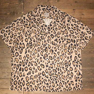 HOUSTON41195 ALOHA SHIRT (LEOPARD) -KHAKI【HOUSTON】(ヒューストン)置き目取りまわし店(Official Dealer)Cannon Ball(加農砲どんぶり鉢)【相応う/貨物輸送無料】