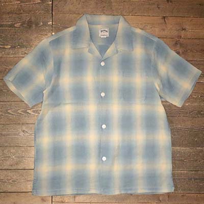 HOUSTON41273 INDIGO HB OMBRE CHECK S/S SHIRT -INDIGO BLEACH【HOUSTON】(ヒューストン)置き目取りまわし店(Official Dealer)Cannon Ball(加農砲どんぶり鉢)【相応う/貨物輸送無料】